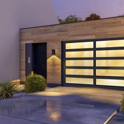 Home garage at night